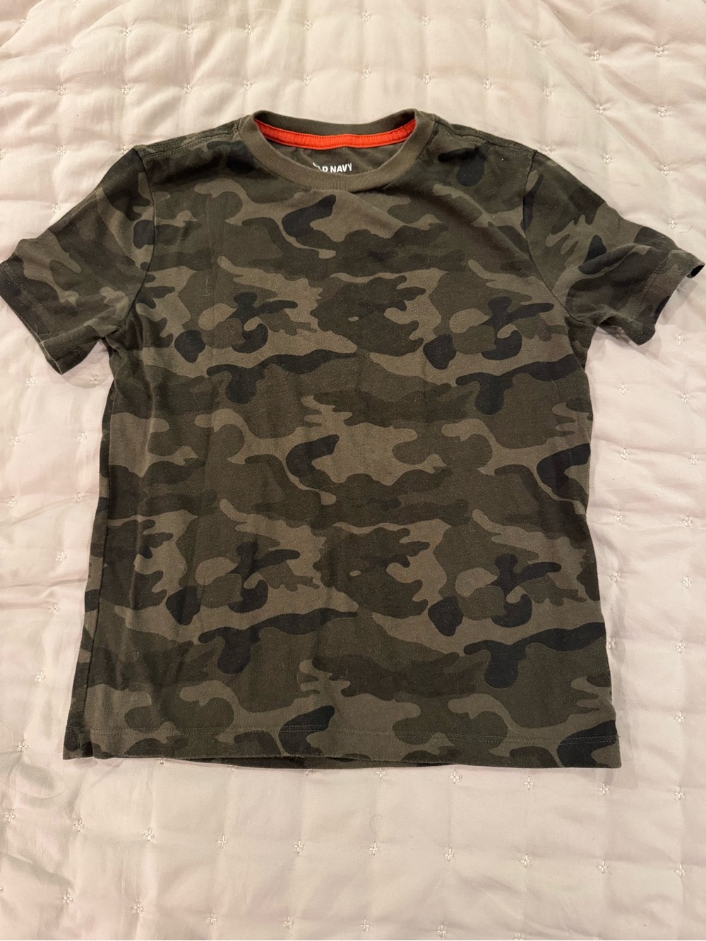 Old Navy Kids Olive Camo Short Sleeve Tee with Orange Trim